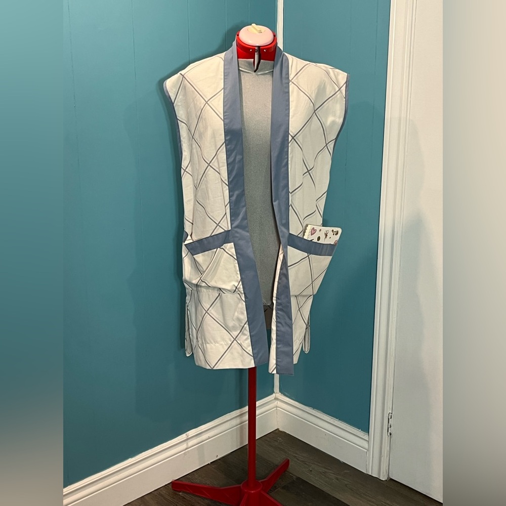 Upcycled - White and Blue Geometric Vest